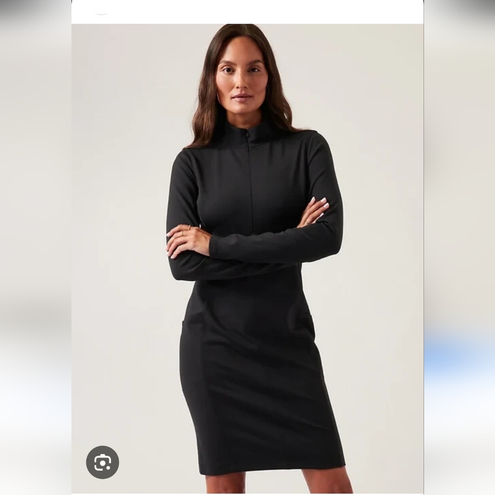 NWOT Athleta Black Long Sleeve Dress with Pockets